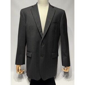 Brooks Brothers 1818 Madison Black Pinstripe Italian Wool Blazer Made in USA 44L